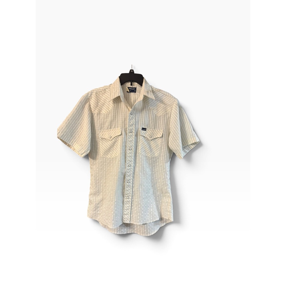 Vintage Wrangler Western Pearl Snap Shirt Mens Medium Short Sleeve Striped USA